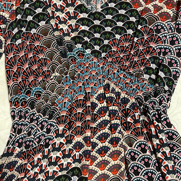 Anthropologie Maeve Monaco long sleeved dress size SP in a red and blue print. - Picture 5 of 9